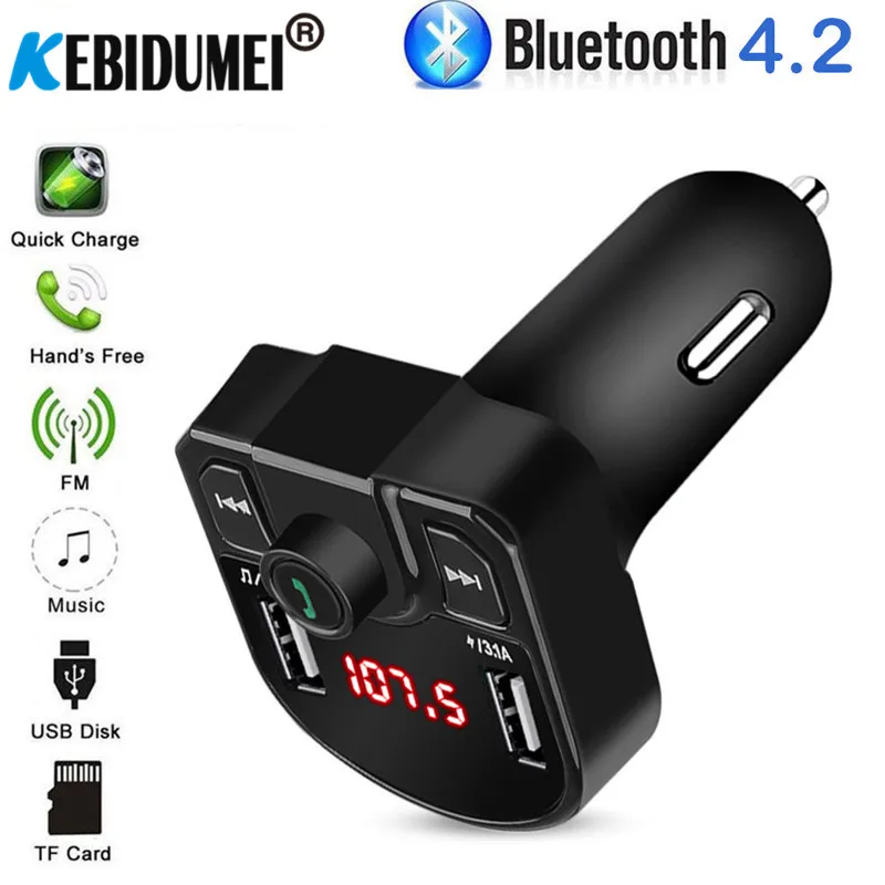 FM-трансмиттер автомобильный с 2 USB-портами и поддержкой Bluetooth 3 1 А | Автомобили