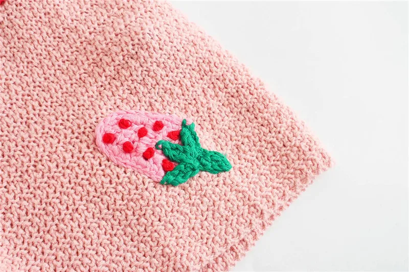 Women 2020 Sweet Fashion Strawberry Applique Knitted Sweater Vintage O Neck Puff Sleeve Female Pullovers Chic Tops | Женская одежда