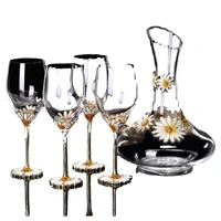 factory wholesale luxury enamel red wine glass set gift box wedding goblet wine glass cup crystal red wine glasses set