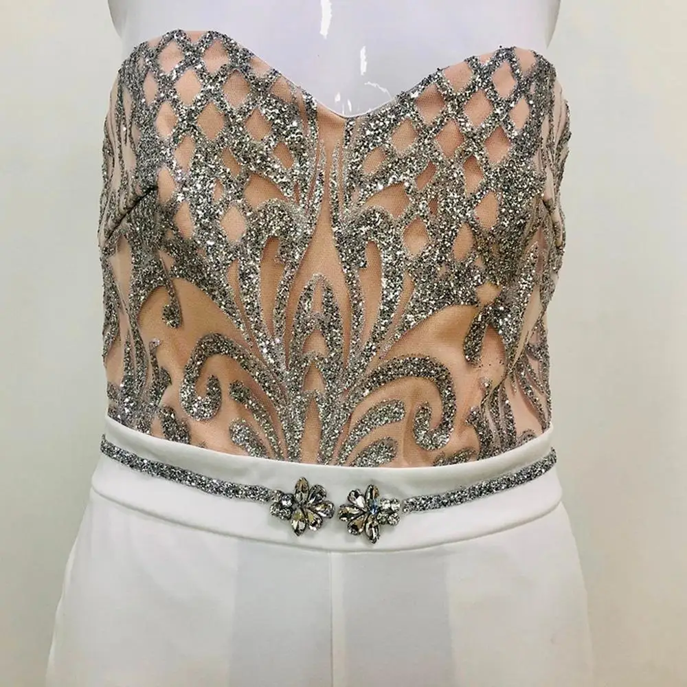 Облегающие Женские Комбинезоны модные без рукавов с открытыми плечами