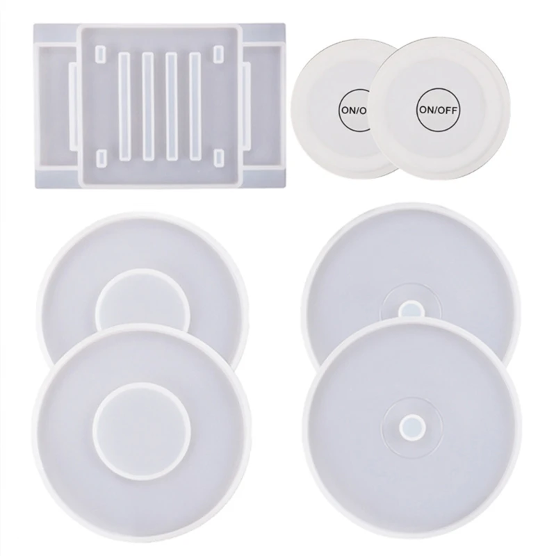 

Glowing LED Round Coaster Set Epoxy Resin Mold Cup Mat Silicone Mould DIY Crafts Home Decor Coaster Casting Tools Mold