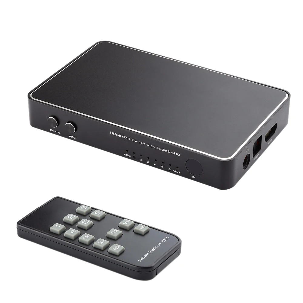 4K x 2K 6X1 HDMI переключатель с оптическим Spdif Toslink ARC стерео аудио для PS4/ Xbox/Blu Ray DVD/Roku TV EU