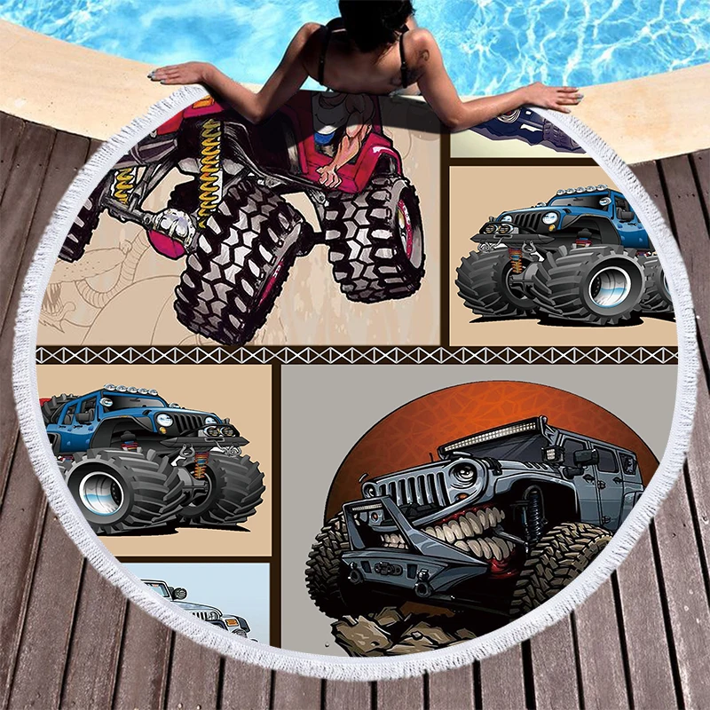 Пляжные полотенца с рисунком внедорожника Ретро стиль подарок для мальчиков