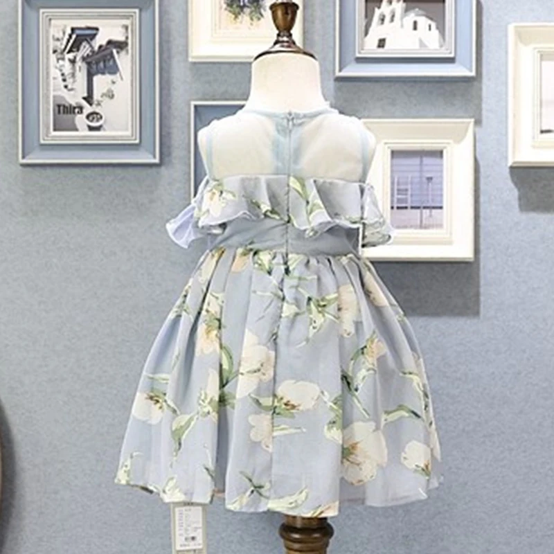 Платья с цветочным узором для девочек Летние шифоновые Детские платья Детская
