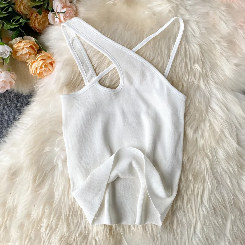 

Women's Tube Top Sexy Crop Top Women Solid Color Y2K Cross Camis Slim Female Camisole Summer Hollow Out Streetwear Sleeveless