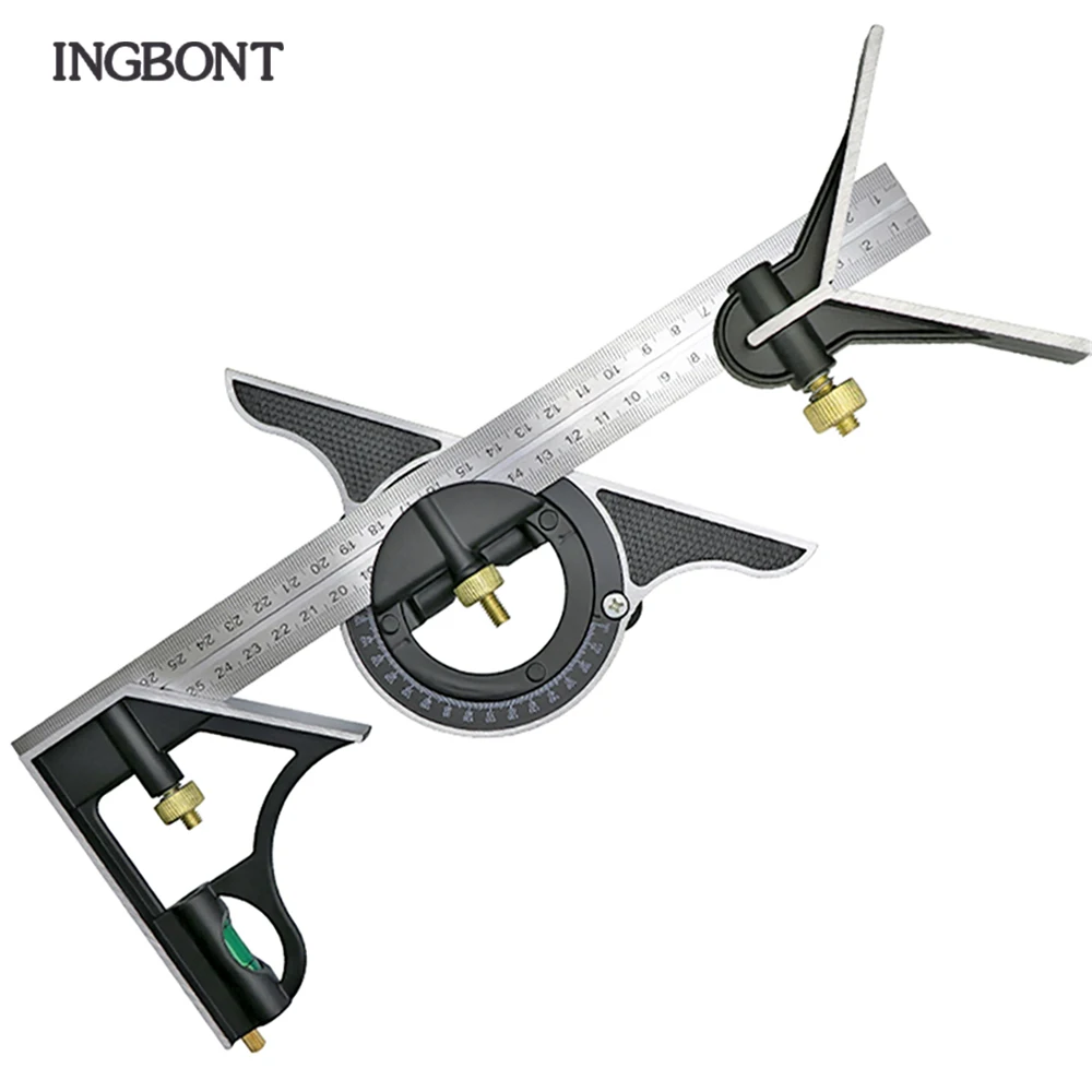 

INGBONT 3 In 1 Square Angle Ruler Set Engineers Adjustable Multi Combination Right Angle Ruler Protractor Measuring Tools Set