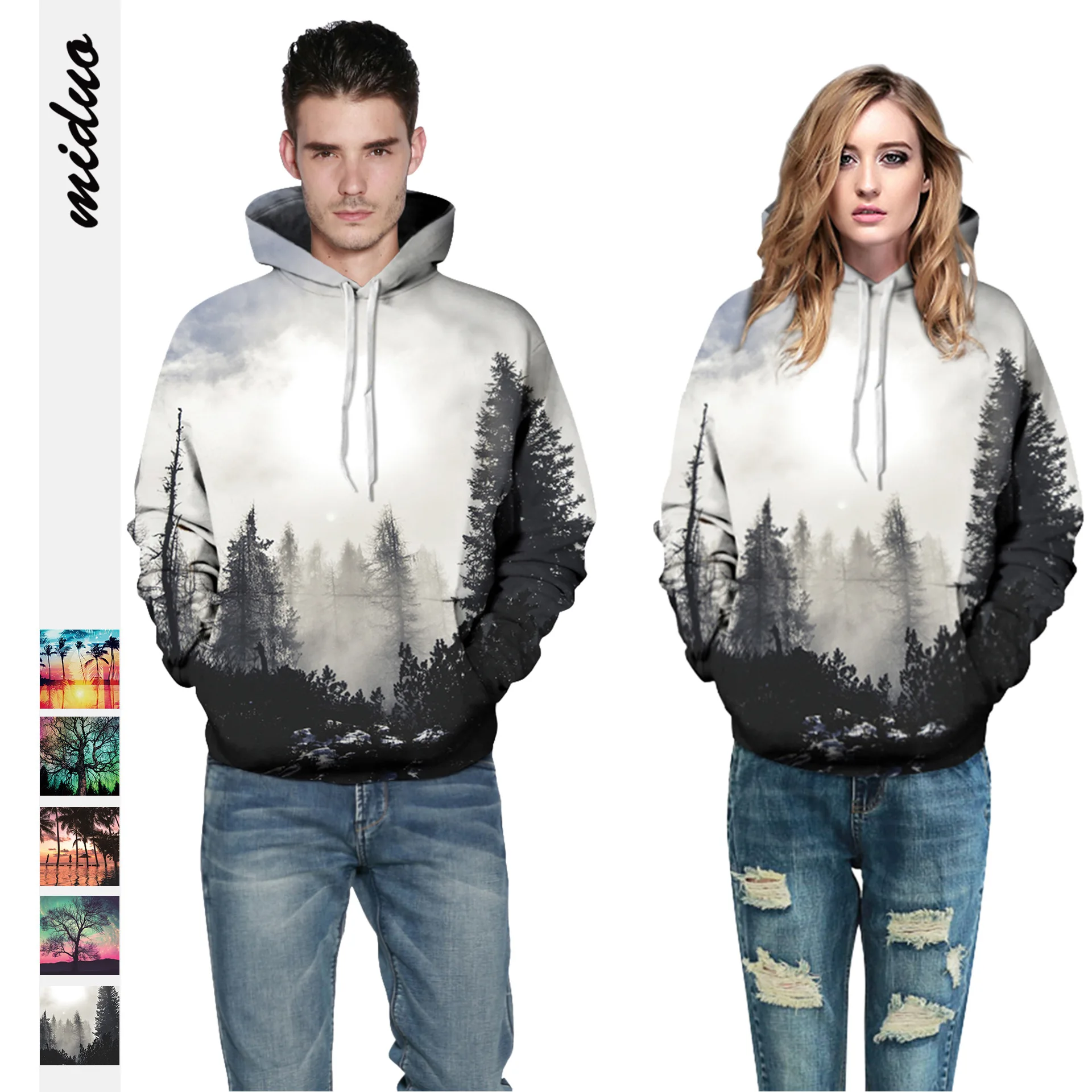 Уличная куртка с капюшоном в стиле хип-хоп длинным рукавом и 3D принтом Мужской