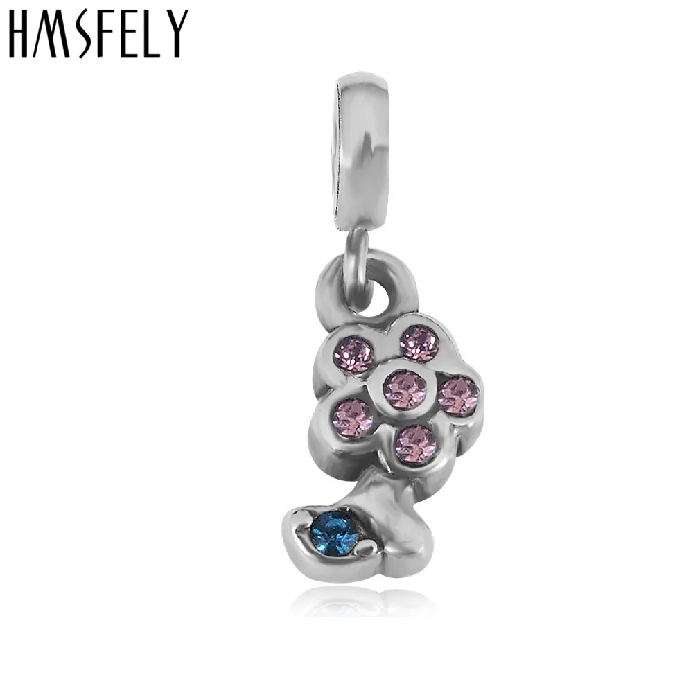 HMSFELY кулон из нержавеющей стали 316L с золотым кристаллом и цветком аксессуары для