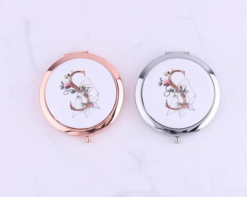 Индивидуальное карманное зеркало с инициалами подарок для подружки невесты