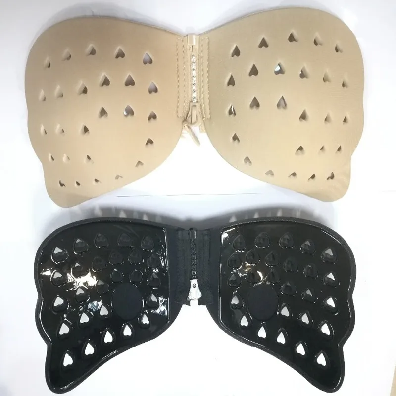 Zipper Invisible bra New Sexy bra Women Self Adhesive Strapless Bandage Stick Gel Silicone Push Up Invisible Bra