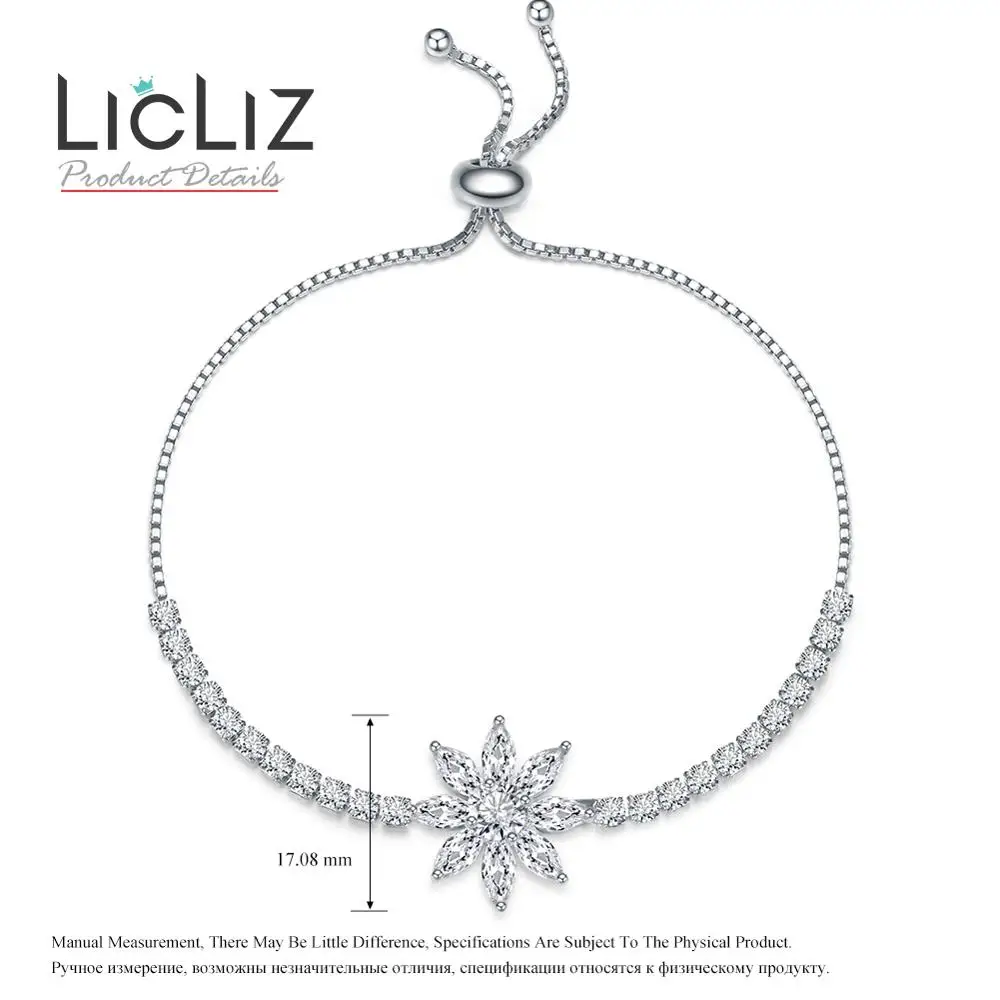 LicLiz,, модные, Роскошные, геометрические, цветочные, очаровательные, регулируемые браслеты для женщин, циркон, белое золото, коробка, цепь, ювелирное изделие, LUB0207 - Окраска металла: 211