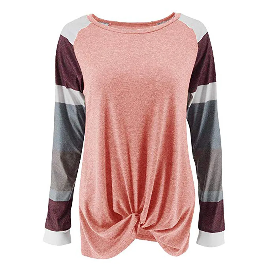 Женский полосатый пуловер с принтом свободные топы свитер Повседневная футболка