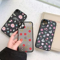 fashion flower beautiful phone case for iphone 12 11 7 8 plus mini x xs xr pro max matte transparent cover