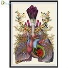 Алмазная живопись с изображением анатомии, медицинская вышивка крестиком, цветочные органы, сердце, легкие, школьное образование, больница, мозаичная картина