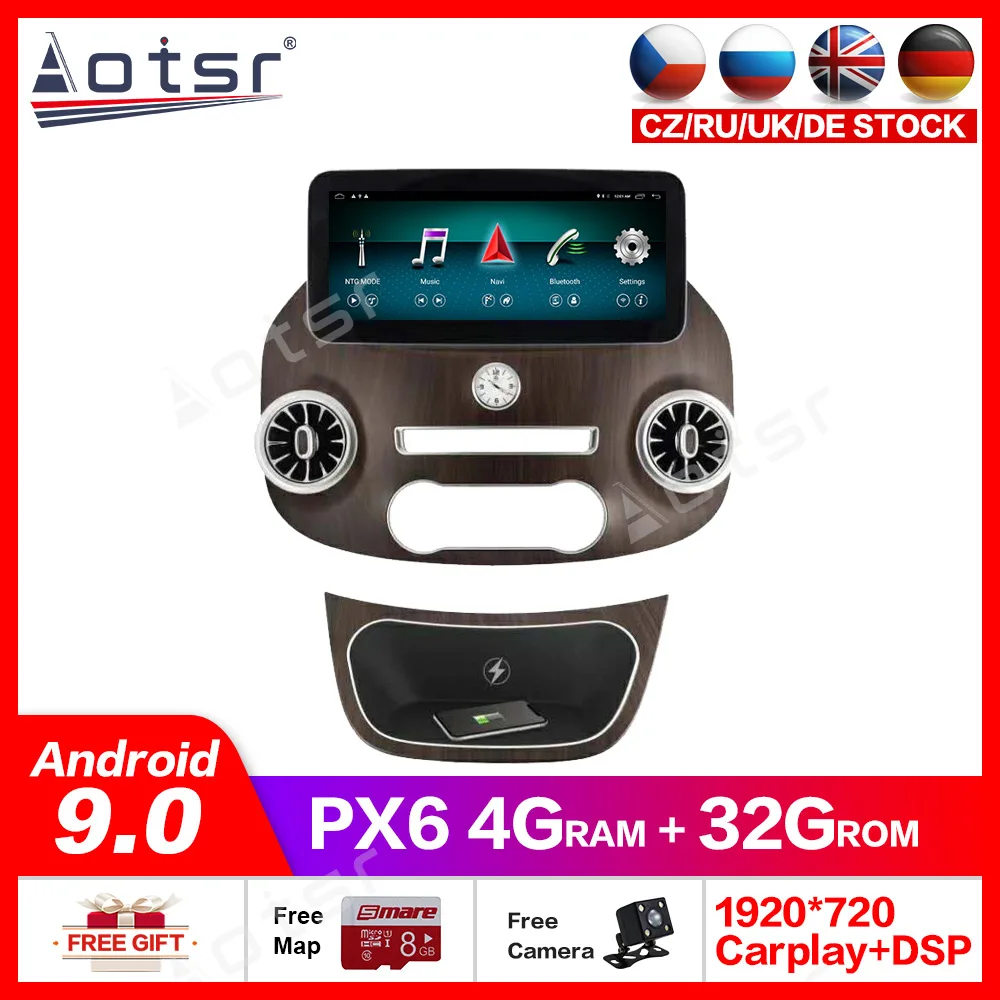 Мультимедийный автомобильный DVD-плеер в стиле Tesla Android 9 0 4 ГБ 64 Гб ПЗУ для Mercedes Benz V