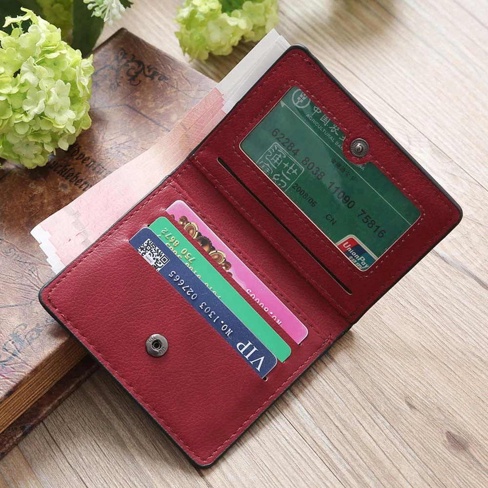 Женский кожаный складной кошелек с застежкой короткий винтажный Модный женский