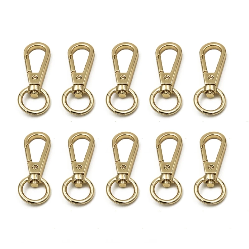 

10Pcs Metal Swivel Lobster Clasps Rings for Handbag Purse Strap DIY Craft 517D
