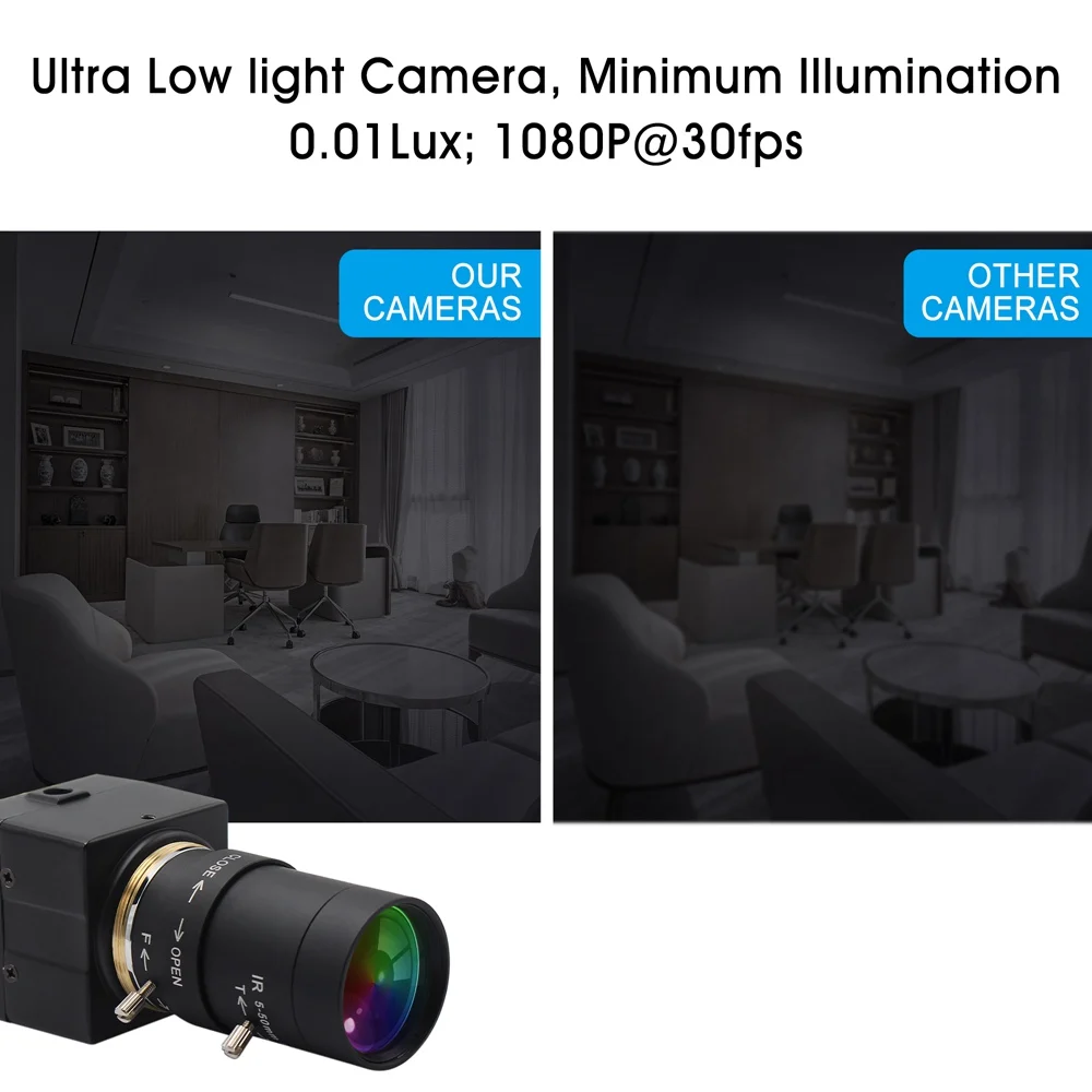 ELP USB веб камера 5 50 мм варифокальный объектив 0.01lux низкий светильник Full HD 1080P H.264 Mejpg