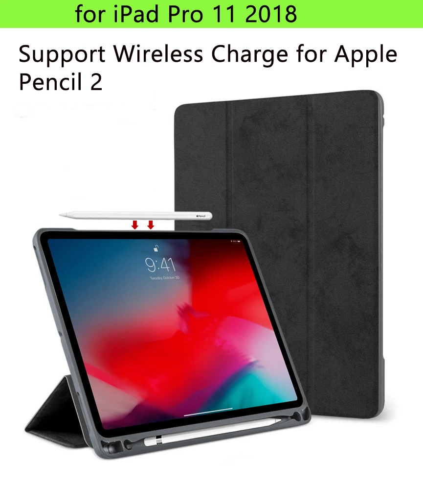Чехол для iPad Pro 11 с держателем-карандашом для iPad 9,7 чехол мягкий силиконовый задний умный чехол для iPad 9,7 Funda Coque