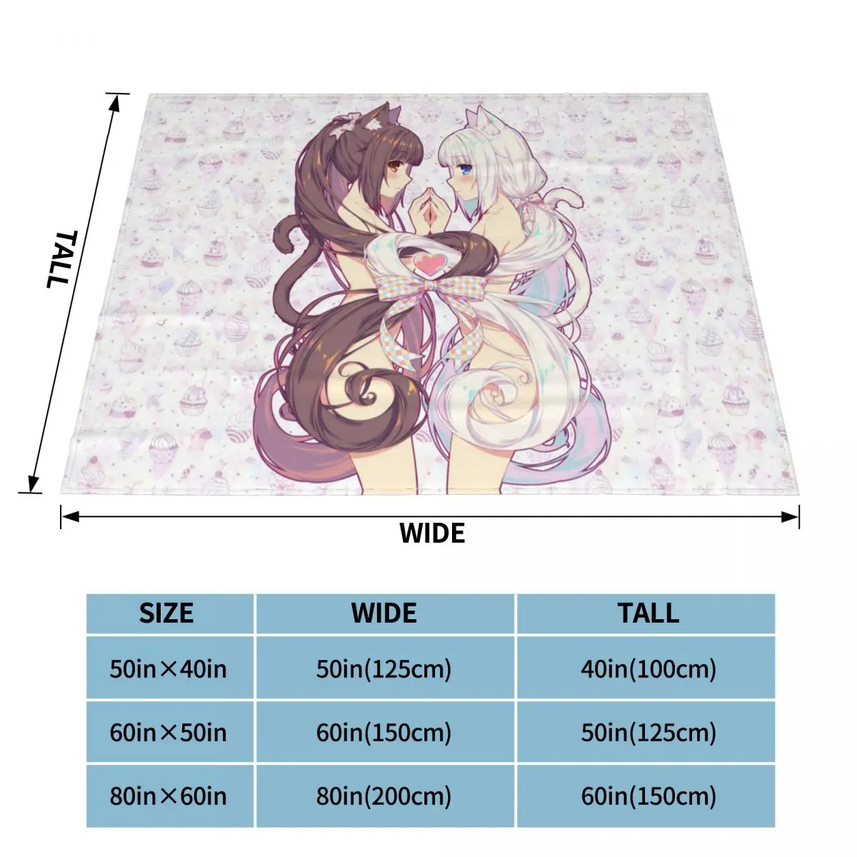 Nekopara Anime Blanket Chocola Vanilla Sexy Gir Wool Funny Breathable Throw Blankets for Home Decoration | Дом и сад