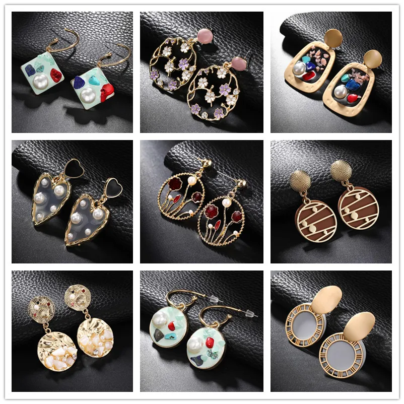 Женские серьги из смолы с жемчугом круглые кристаллами и в Корейском стиле