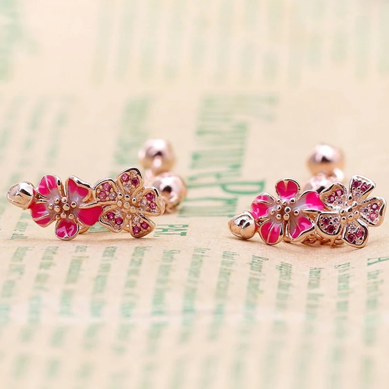 

Original 925 Sterling Silver Pan Earring Exquisite And Fashionable Peach Blossom Earrings For Women Wedding Gift Fashion Jewelry