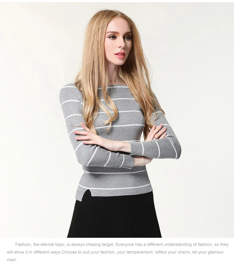 Женский модный Повседневный вязаный свитер уличная одежда однотонный пуловер