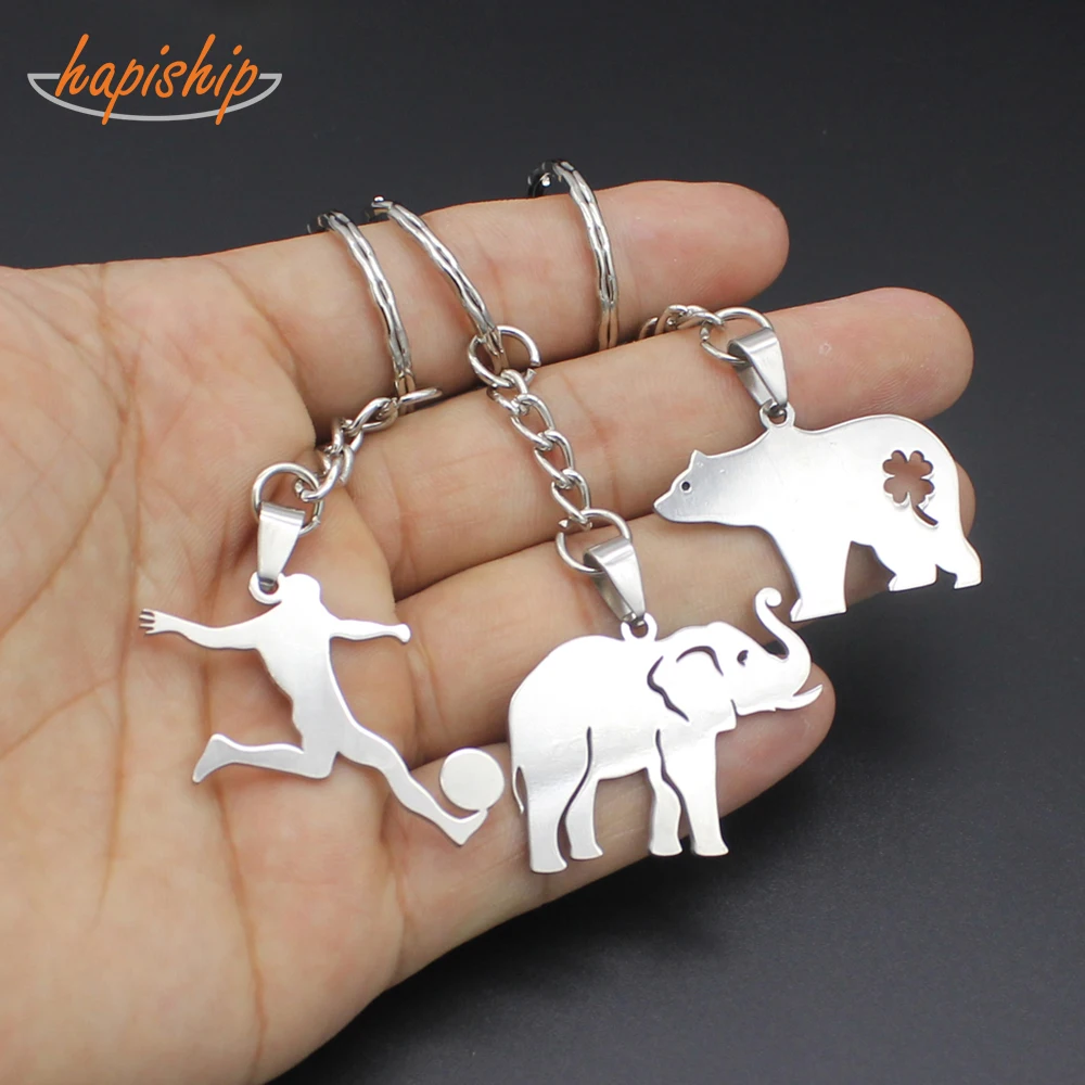 Hapiship 2018 Женская/Мужская мода из нержавеющей стали Единорог слон волк ювелирные
