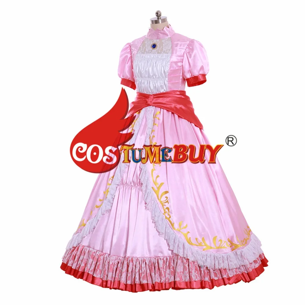 Costumebuy/платье принцессы Марио Персик для костюмированной вечеринки; женские бальные платья; розовое платье с перчатками; костюм на Хэллоуин на заказ