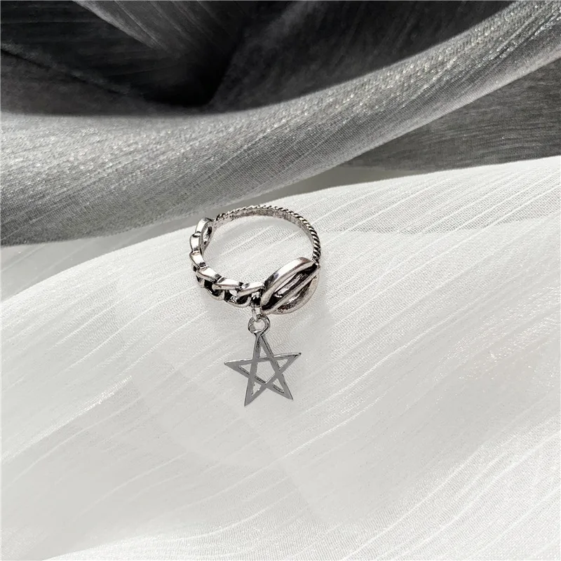 

Temperament Contracted Vogue Individual Character Pentagram Point Star Ring Women small crowd Ins Wind Forefinger Ring