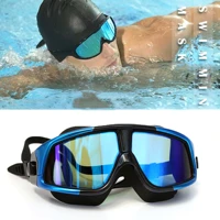 adults swimming goggles anti fog silicone waterproof anti fog swim plating flat diving glasses protective tools for women men