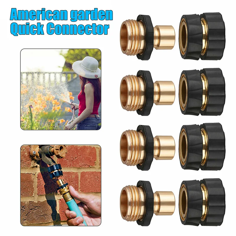 

1 Pair/4 Pairs/8 Pairs Tap Adapter Universal Garden Hose Quick Connect Set 3/4 Inch Thread