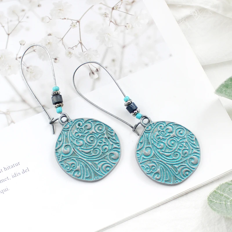 Винтажные круглые резные серьги в китайском стиле | Украшения и аксессуары