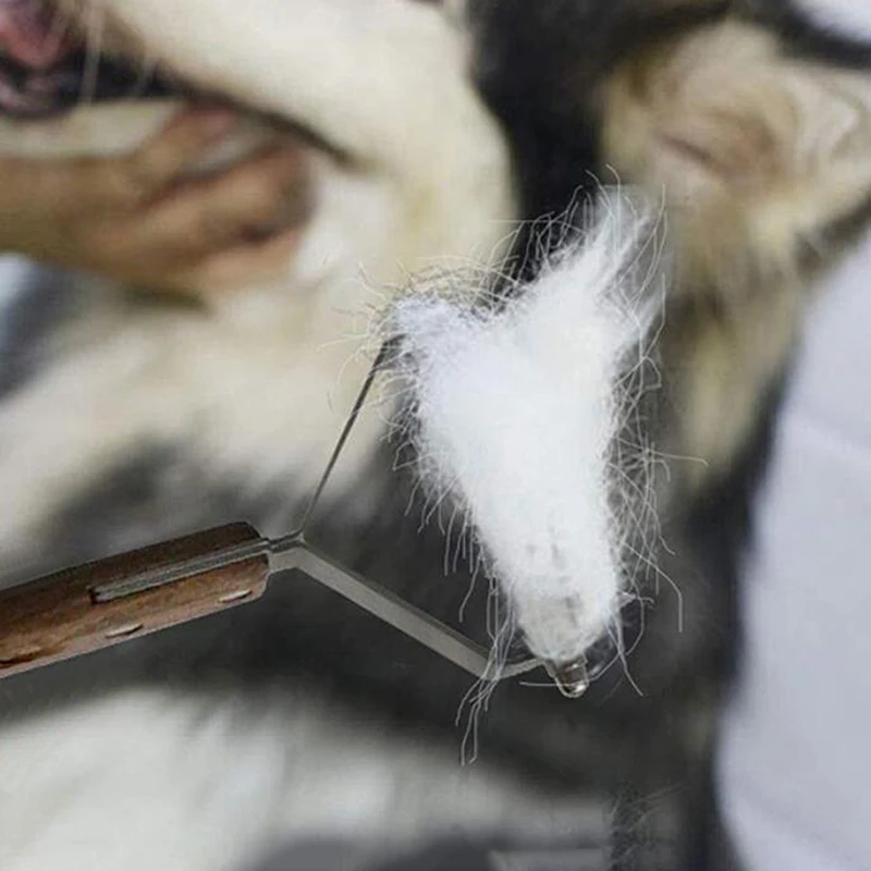 

Benepaw Professional Dog Brush Dematting Gently Efficient Safe Pet Comb Rake Removes Undercoat Knots Wooden Handle Puppy Goomer