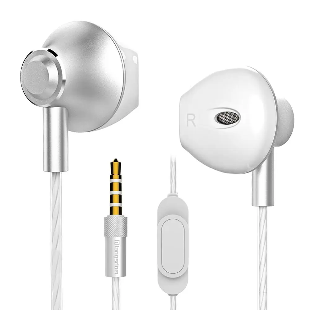 Silver with mic Langsdom металлические наушники с микрофоном 3,5 мм Проводная стереогарнитура Hifi в ухо наушники для телефона Xiaomi - Цвет: Silver with mic