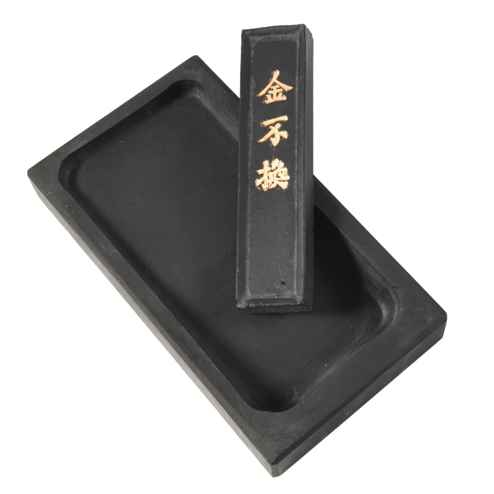 

5 Inch Premium Durable Inkstone Chinese Taditional Ink Stones Rectangle with Ink Stick for Calligraphy