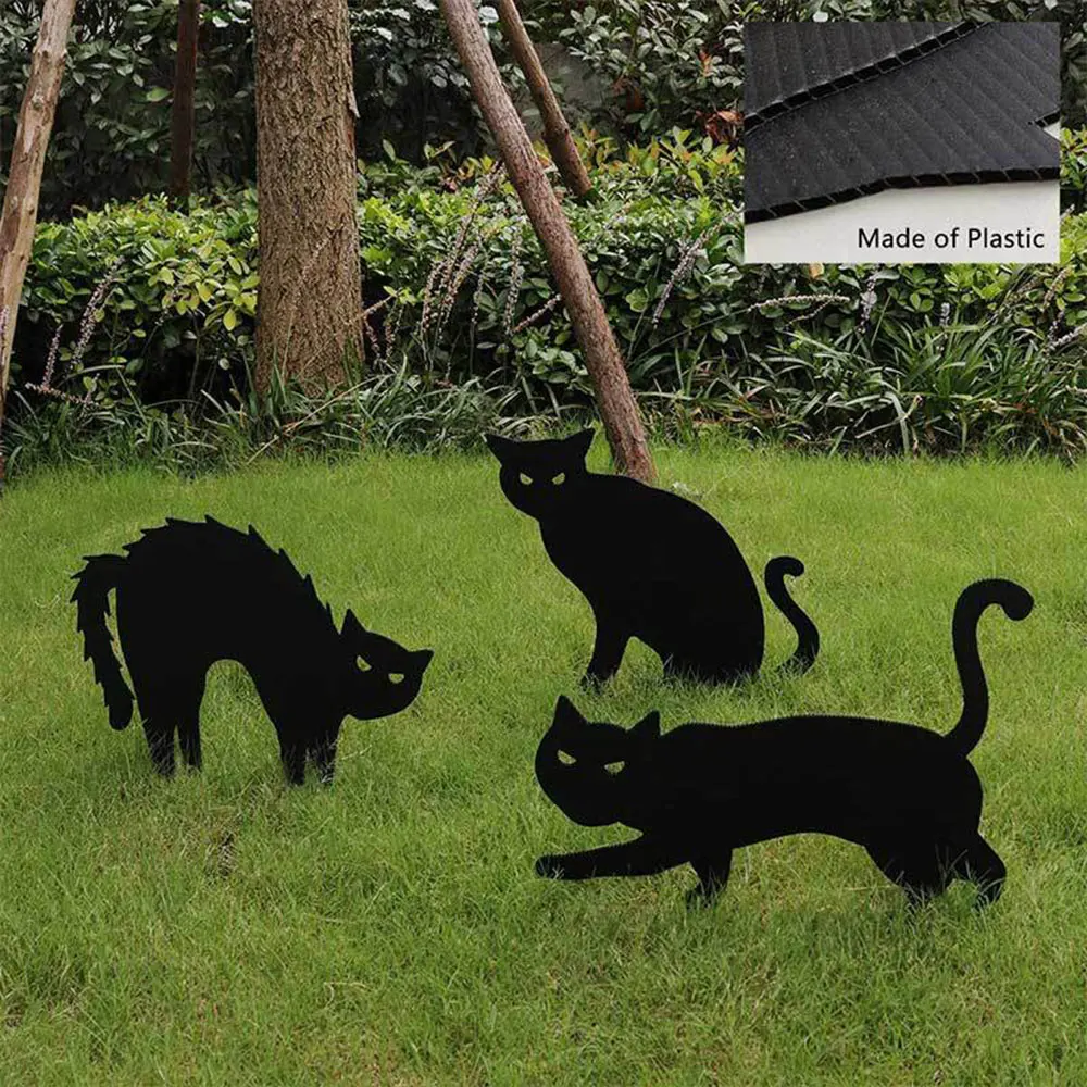 

Halloween Props Black Cat Silhouette Halloween Yard Sign Lawn Stakes Terror Party Supplies Interesting Halloween Decoration