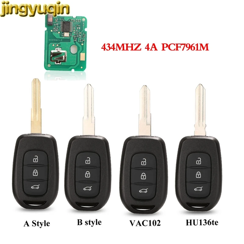 Jingyuqin 433 Мгц дистанционный ключ для автомобиля PCF7961M HITAG AES чип Renault Sandero Dacia Logan Lodgy