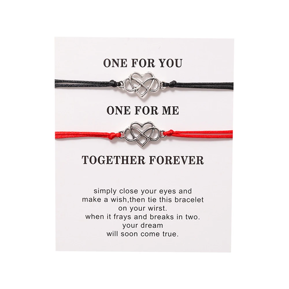 Браслеты из веревочной веревки регулируемые украшения для пар в форме сердца