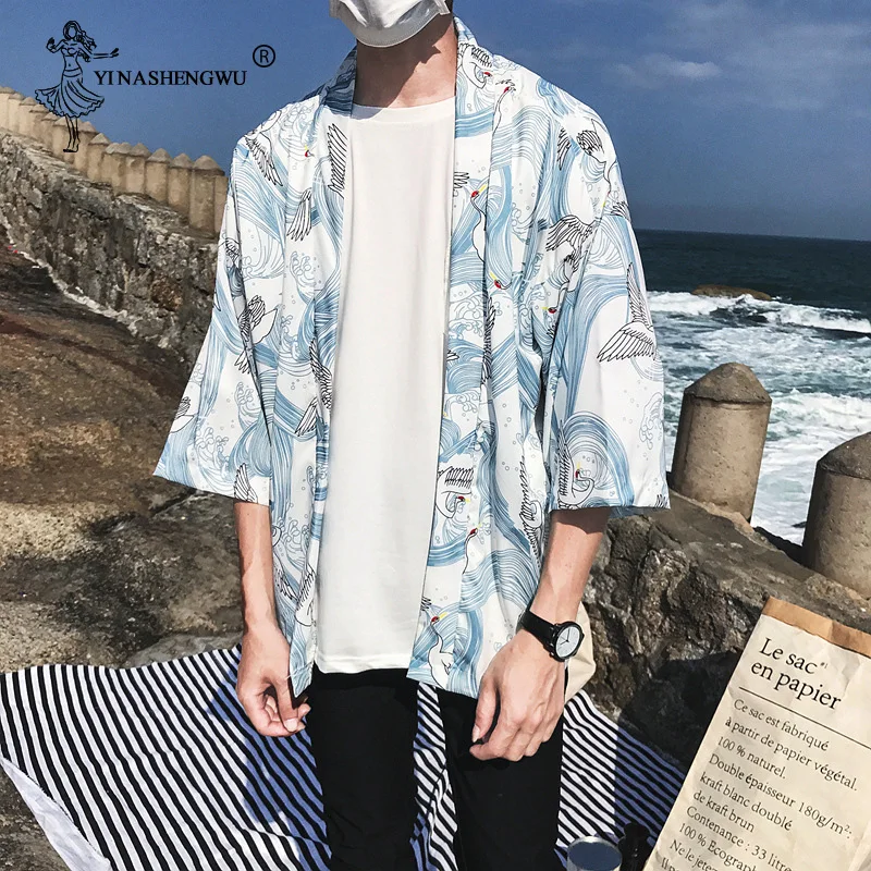 Женский кардиган в стиле Харадзюку летнее японское кимоно с цифровой печатью