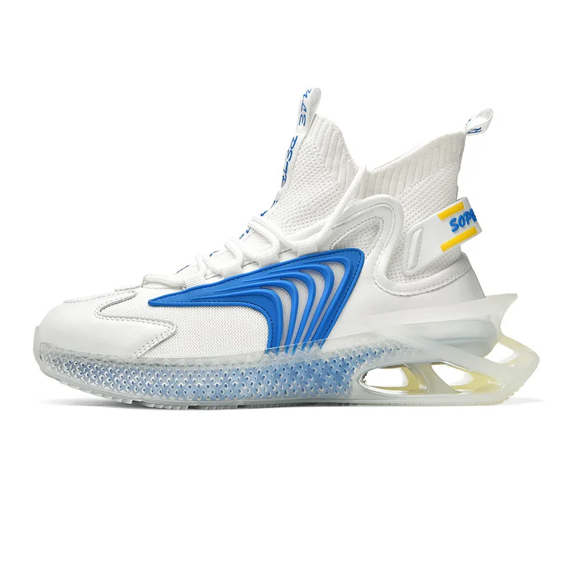 

2021 Blade Shoes Men's Shock Absorption Breathable Casual Sports Shoes New Trend All-Match High-Top Socks Flying Knit Shoes Men