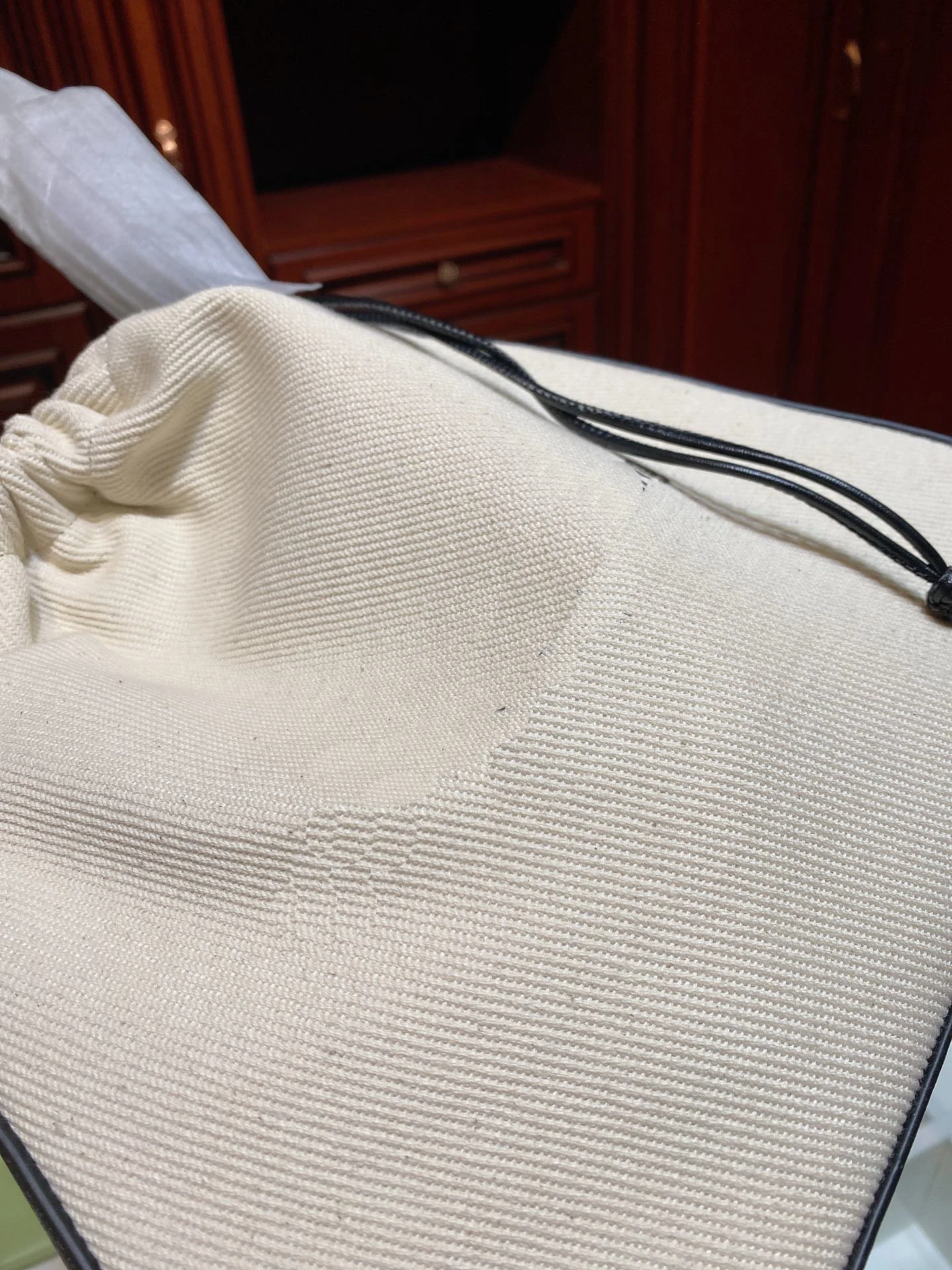 

Bag for Women with Logo Stitching Design Casual and Simple One-Shoulder Portable Drawstring Canvas Underarm Pocket
