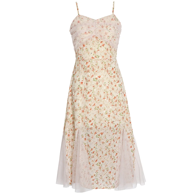 

New Summer Ruffles paghetti Strap Dresses Fashion Backless A Midi A-Line Dress