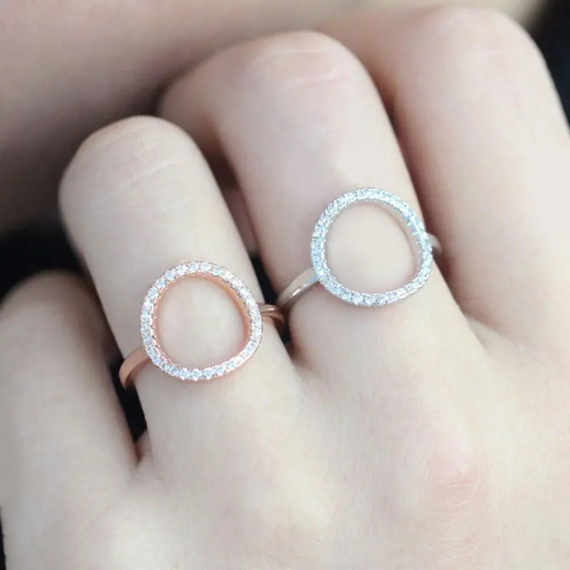 Ramos модные Кристальные трендовые кольца для женщин полые о образные круглые с