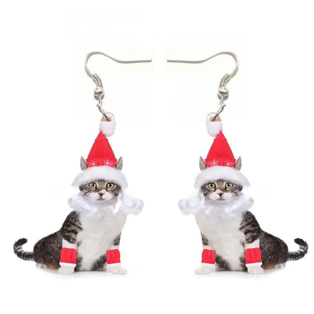 Рождественская шапка Серьги Персидского кота акриловые серьги милое кольцо