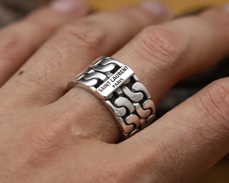 

100% S925 sterling silver men's ring personality fashion classic jewelry punk style carved letter style to send a gift 2018 hot
