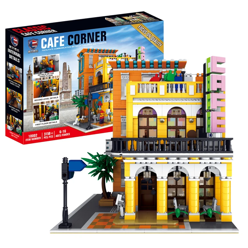 MOC Creator expert City Series view Кафе Магазин строительные блоки с фигурами Eduaction игрушки для