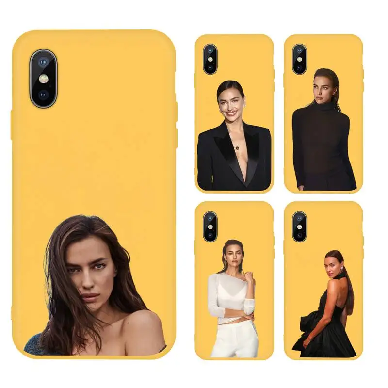 

Irina Shayk Model actor Phone Case Candy Color for iPhone 6 7 8 11 12 s mini pro X XS XR MAX Plus