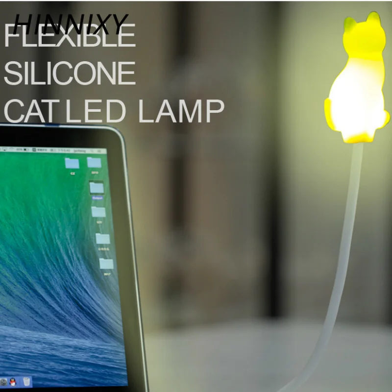 Hinnixy USB кошка моделирующая настольная лампа силиконовая животное DIY портативный