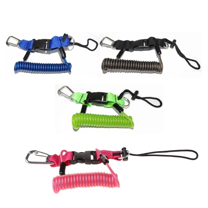 

F2TC Underwater Diving Scuba Snappy Coil Camera Light Torch Lanyard Clip Buckles Holder Spring Spiral Strap
